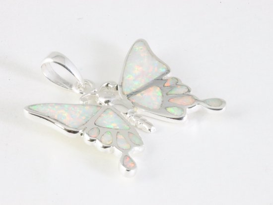 Zilveren vlinder hanger met welo opaal afbeelding 2