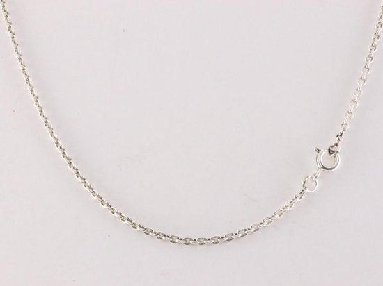 Fijne bloemvormge zilveren hanger met groene emaille aan ketting afbeelding 5