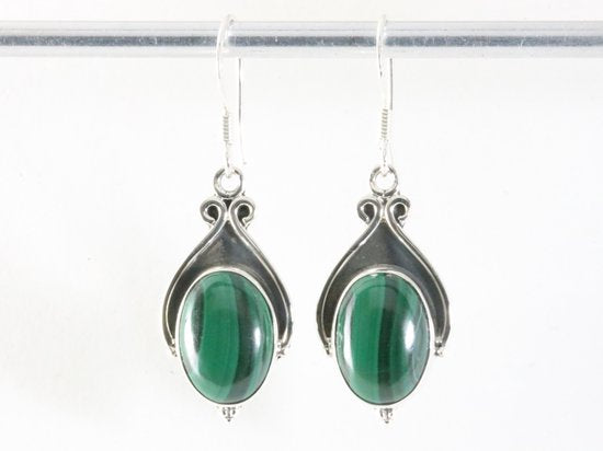 Bewerkte zilveren oorbellen met malachiet afbeelding 4