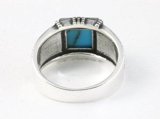 Bewerkte zilveren ring met blauwe turkoois afbeelding 3