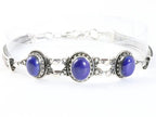 Bewerkte zilveren armband met lapis lazuli afbeelding 1