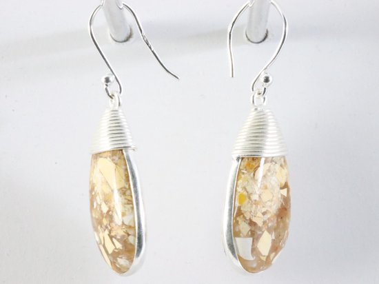 Zilveren oorbellen met gefragmenteerde mookaiet afbeelding 2