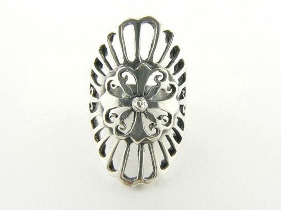 Opengewerkte zware zilveren ring afbeelding 1