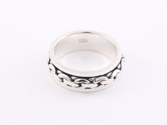 Zilveren geluksring met ankerpatroon afbeelding 2