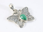 Bewerkte zilveren vlinder hanger met malachiet afbeelding 2