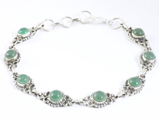 Bewerkte zilveren armband met groene aventurijn afbeelding 1