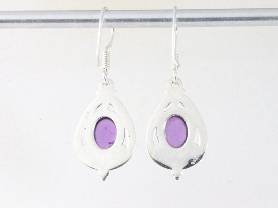 Opengewerkte zilveren oorbellen met amethist afbeelding 2