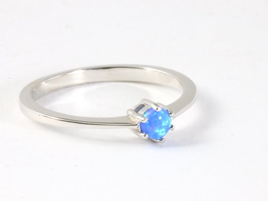 Fijne hoogglans zilveren ring met Australische opaal afbeelding 1