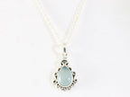 Fijne bewerkte zilveren hanger met aqua chalcedoon aan ketting afbeelding 4