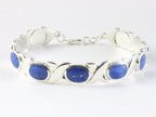 Zware hoogglans zilveren armband met lapis lazuli afbeelding 1