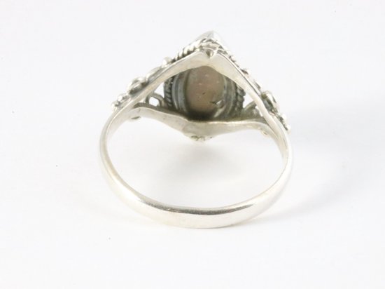 Fijne bewerkte zilveren ring met tijgeroog afbeelding 3