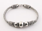Zilveren snake armband met bewerkte kralen afbeelding 1