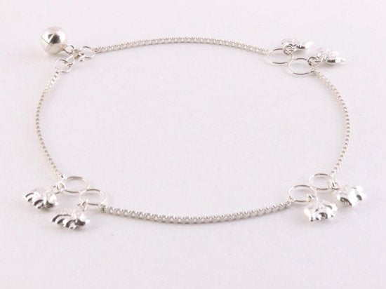 Fijne zilveren enkelband met olifantjes afbeelding 2