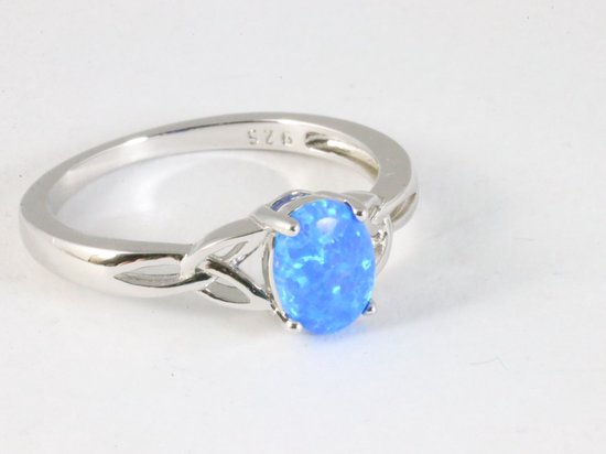 Hoogglans zilveren ring met Australische opaal afbeelding 1