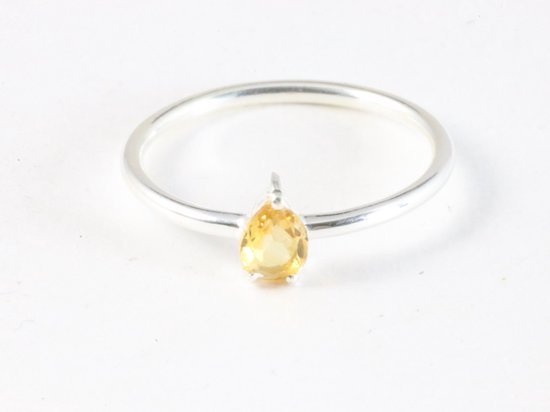 Fijne hoogglans zilveren ring met citrien afbeelding 4