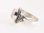 Bewerkte zilveren ring met rozenkwarts afbeelding 2
