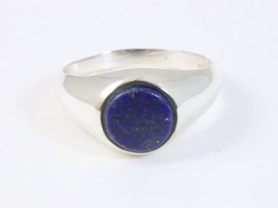 Hoogglans zilveren ring met lapis lazuli afbeelding 4