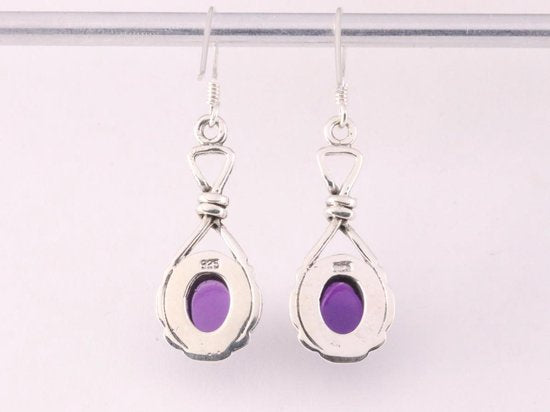 Geknoopte zilveren oorbellen met amethist afbeelding 3