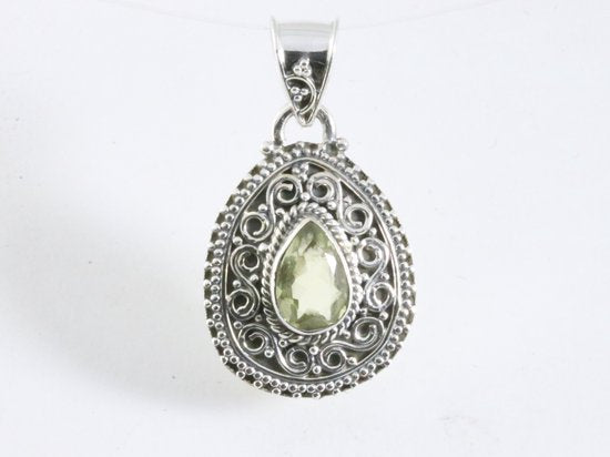 Bewerkte druppelvormige zilveren hanger met citrien afbeelding 4