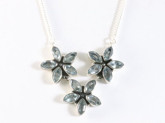 Zilveren ketting met blauwe topaas afbeelding 3