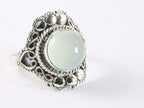 Bewerkte zilveren ring met aqua chalcedoon afbeelding 1