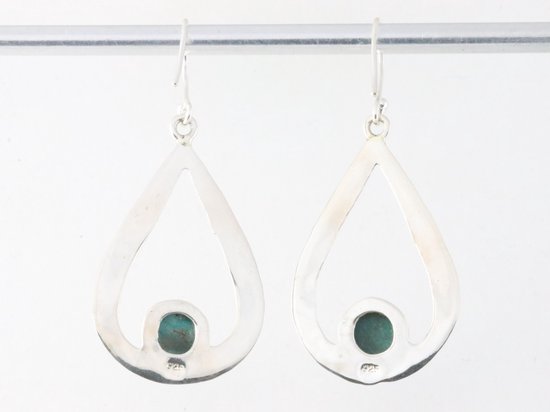 Opengewerkte zilveren oorbellen met chrysocolla afbeelding 3