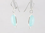 Fijne zilveren oorbellen met aqua chalcedoon afbeelding 2