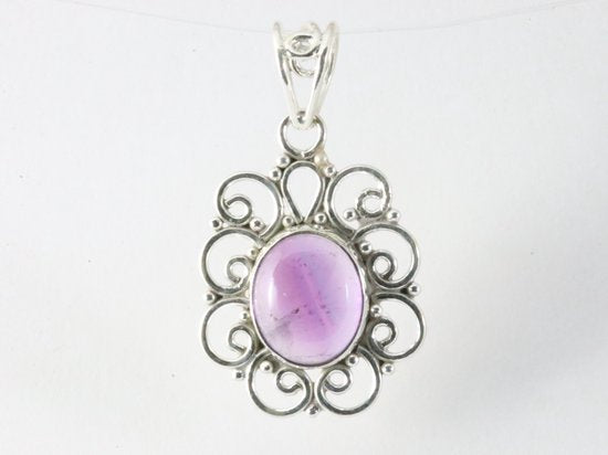 Opengewerkte zilveren hanger met amethist afbeelding 4