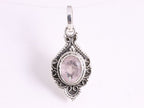 Bewerkte zilveren hanger met rozenkwarts afbeelding 4