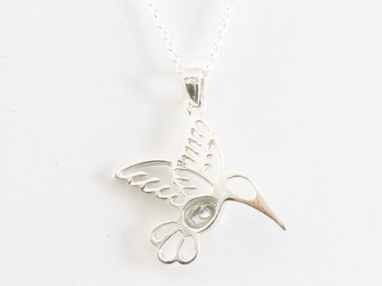Zilveren kolibrie hanger aan ketting afbeelding 3