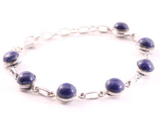 Zilveren schakelarmband met lapis lazuli afbeelding 2