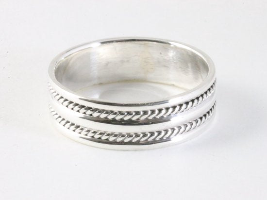 Zilveren ring met kabelpatronen afbeelding 1