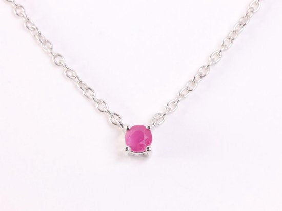 Fijne zilveren anker ketting met robijn afbeelding 1