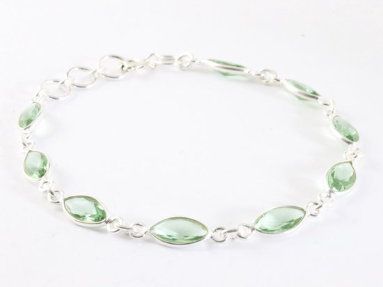 Fijne zilveren armband met groene amethist afbeelding 2