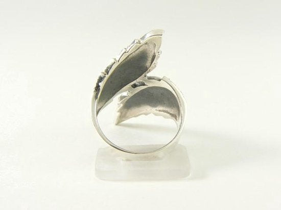 Bladvormige zilveren ring met fijne bewerking afbeelding 4