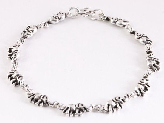 Zilveren armband met olifanten afbeelding 1