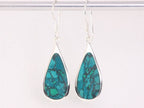 Grote druppelvormige zilveren oorbellen met chrysocolla afbeelding 4