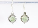 Fijne bewerkte ronde zilveren oorbellen met prehniet afbeelding 4