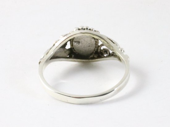 Fijne bewerkte zilveren ring met rozenkwarts afbeelding 3