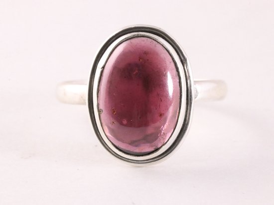 Ovale zilveren ring met granaat afbeelding 4
