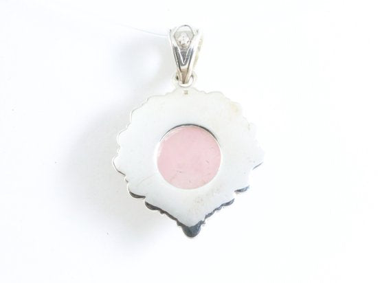 Bewerkte zilveren hanger met rozenkwarts afbeelding 3