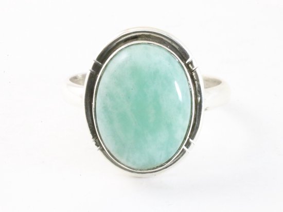 Ovale zilveren ring met groene amazoniet afbeelding 4
