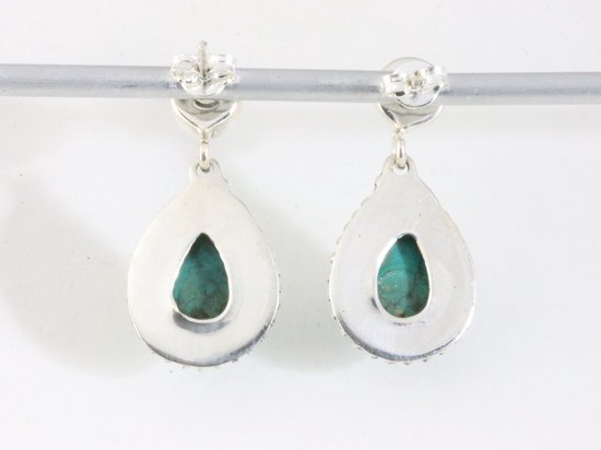 Bewerkte zilveren oorstekers met turkoois afbeelding 3