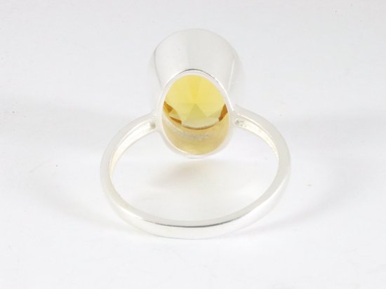 Hoogglans zilveren ring met citrien afbeelding 3