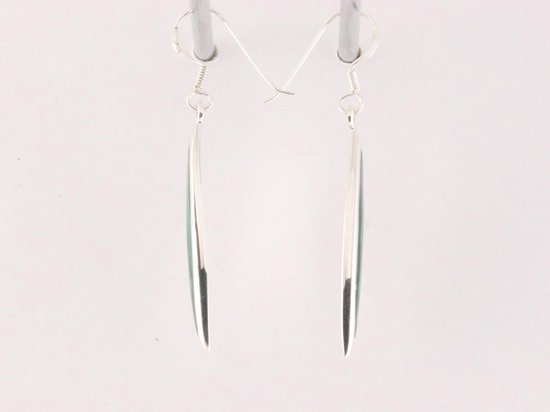 Lange fijne zilveren oorbellen met malachiet afbeelding 2