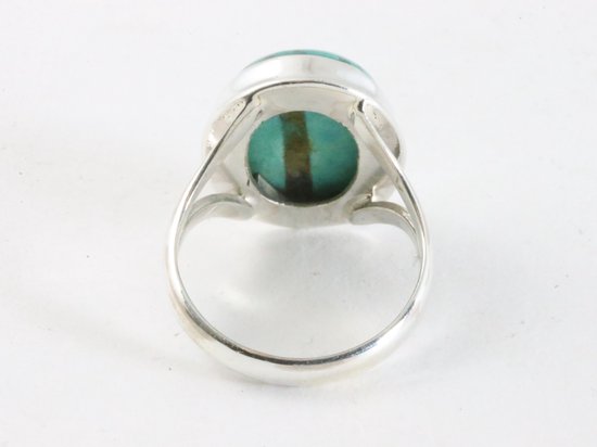 Ovale zilveren ring met Tibetaanse turkoois afbeelding 3