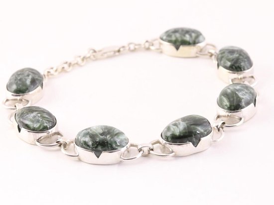 Zilveren armband met grote serafiniet stenen afbeelding 2