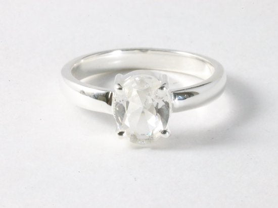 Fijne hoogglans zilveren ring met bergkristal afbeelding 4