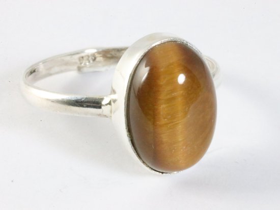 Ovale zilveren ring met tijgeroog afbeelding 1