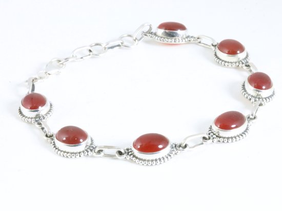 Bewerkte zilveren armband met carneool afbeelding 2